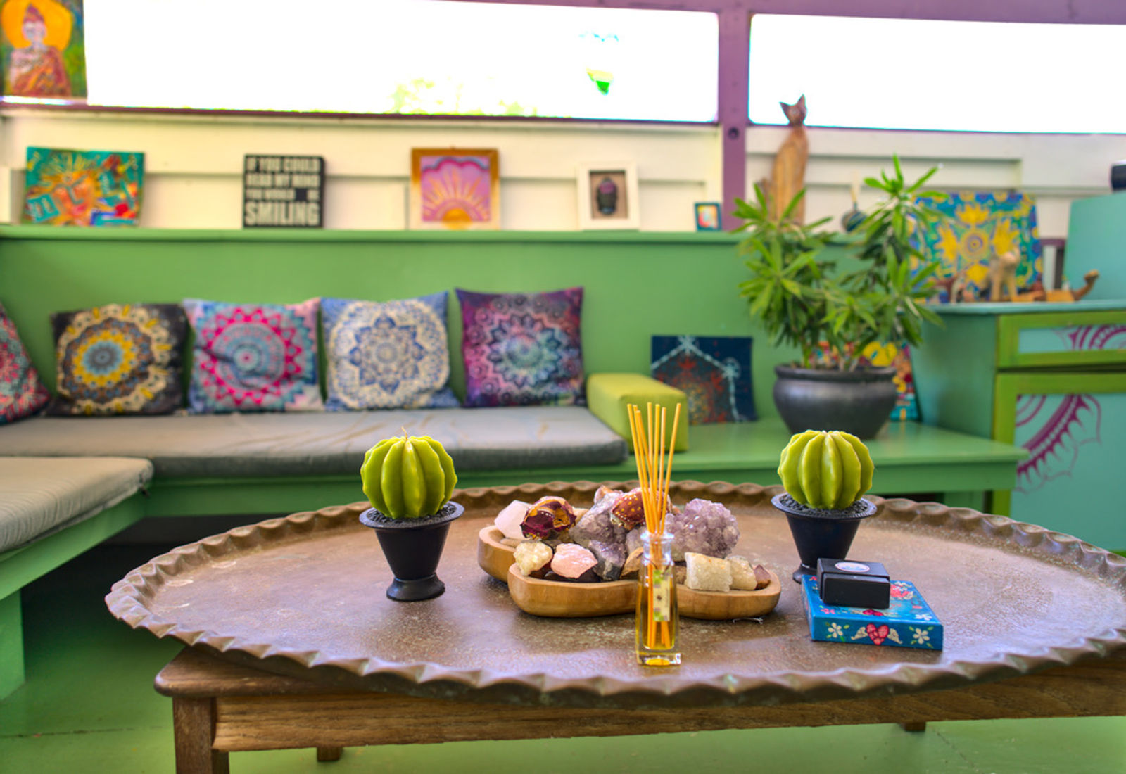 Colorful open air lounge
