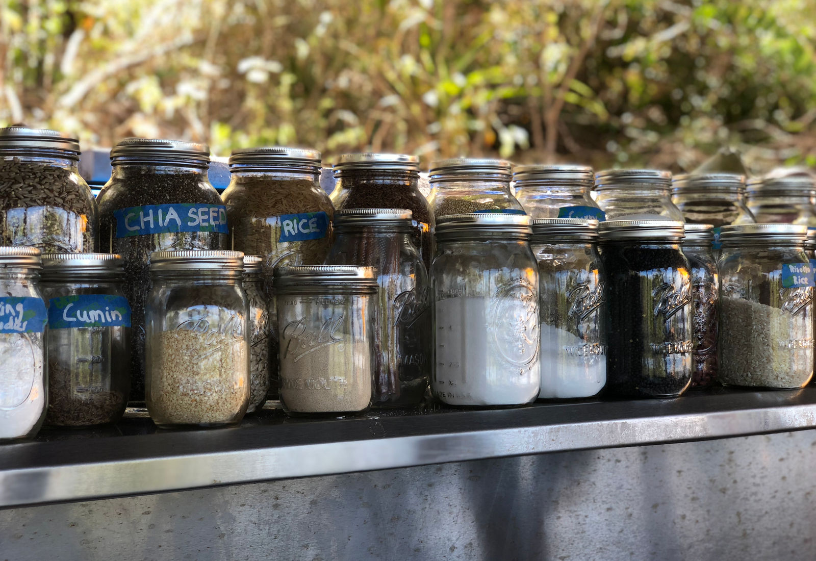 Spice jars in the kitchen