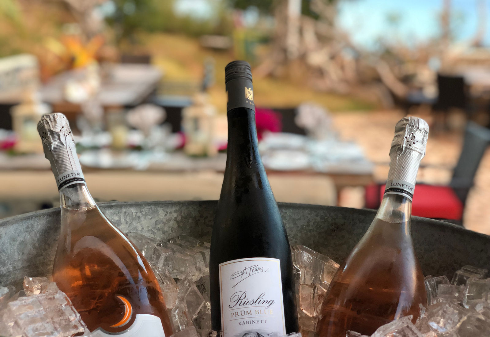 Wine on the garden table